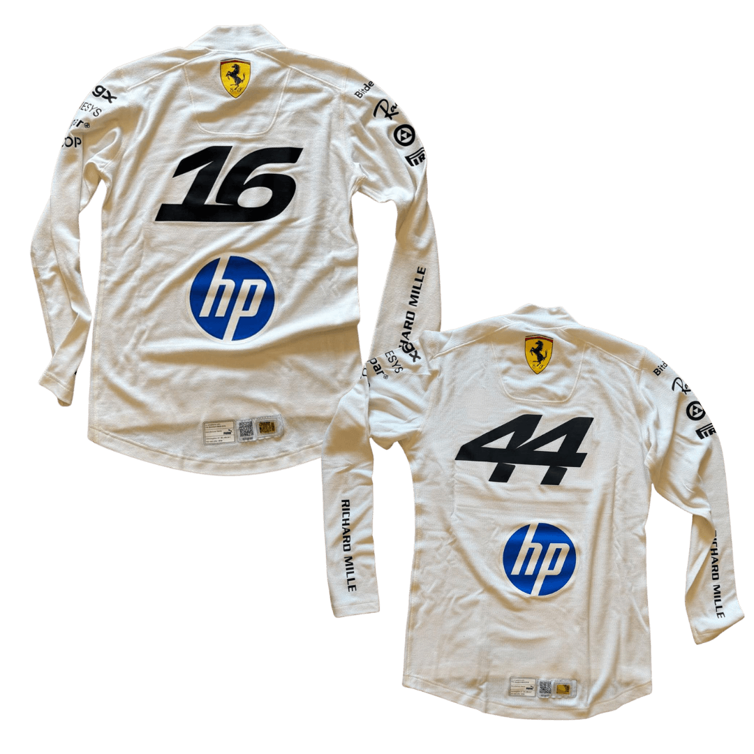 Ferrari Nomex Race-Used – Charles Leclerc (16) & Lewis Hamilton (44)